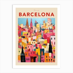 Barcelona Spain 2 Fauvist Travel Poster Art Print