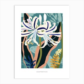 Colourful Flower Illustration Poster Agapanthus 4 Art Print