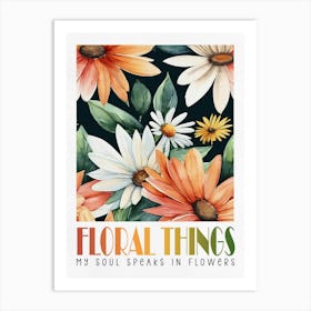 Floral Things Watercolor Daisies Art Print