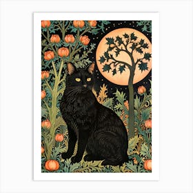 William Morris Black Cat With Pumpkins Art Print