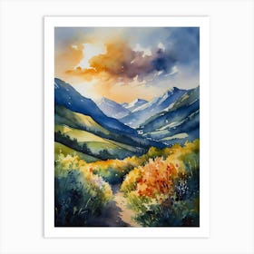 Watercolor Of Mountains 4 Art Print