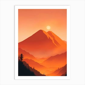 Misty Mountains Vertical Composition In Orange Tone 133 Art Print