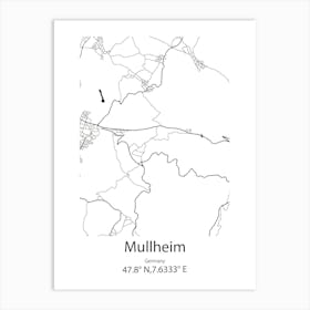 Mullheim,Germany Minimalist Map Art Print