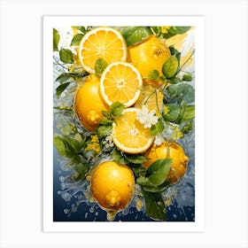 Lemon Radiance Sliced Citrus Art Art Print