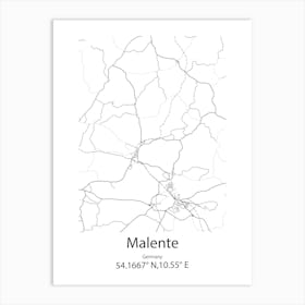 Malente,Germany Minimalist Map Art Print