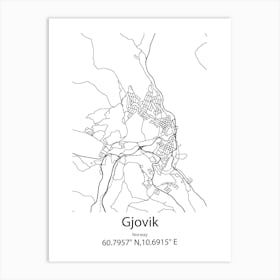 Gjovik,Norway Minimalist Map Art Print