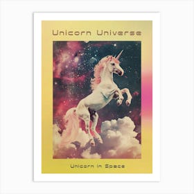 Pink Unicorn In Space Retro Poster Art Print