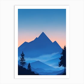 Misty Mountains Vertical Composition In Blue Tone 118 Art Print