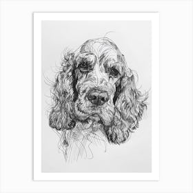 English Cocker Spaniel Dog Line Sketch 2 Art Print