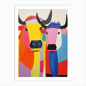 Colourful Kids Animal Art Buffalo Art Print