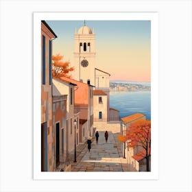 Zadar Croatia 3 Vintage Pink Travel Illustration Art Print