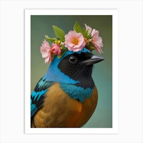 Bird With Flower Crown 4 Art Print