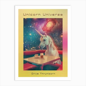 Unicorn In A Galaxy Diner Surreal Abstract Poster Art Print