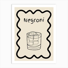 Negroni Doodle Poster B&W Art Print