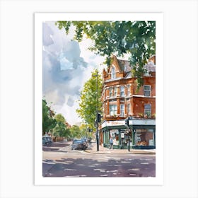 Ealing London Borough   Street Watercolour 1 Art Print