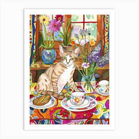 Tea Time With A Oriental Shorthair Cat 3 Art Print