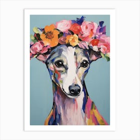 Whippet Portrait With A Flower Crown, Matisse Painting Style 1 Art Print