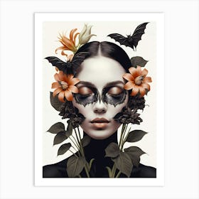 Woman with flowers and buts Art Print