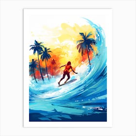 Surfing In A Wave On Bora Bora, French Polynesia 3 Art Print