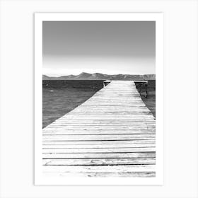 Mallorca Black And White Pier Art Print