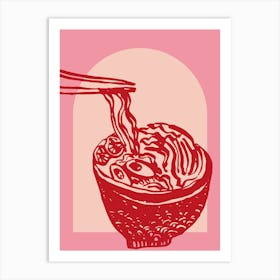 Pink Ramen Noodle Bowl Art Print