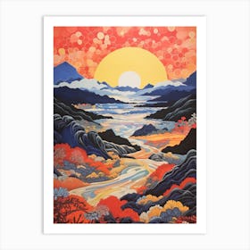 Aso Caldera In Kumamoto, Ukiyo E Drawing 3 Art Print