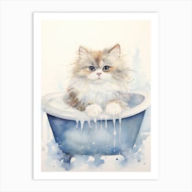 Ragdoll Cat In Bathtub Bathroom 1 Art Print