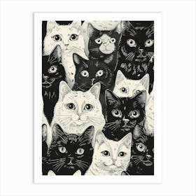 Perfectly Repeatable Artwork With Cute Cat Faces 26 Art Print