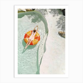 Woman Floats In A Pool Art Print