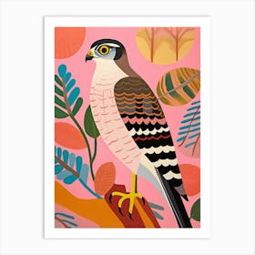 Pink Scandi Eurasian Sparrowhawk 1 Art Print