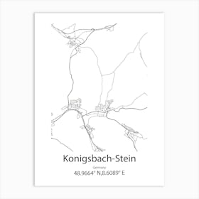 Konigsbach Stein,Germany Minimalist Map Art Print