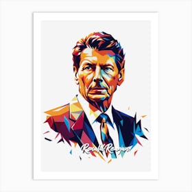 Ronald Reagan 02 Portrait WPAP Pop Art Art Print