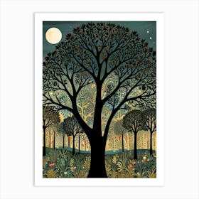 William Morris Tree In The Moonlight Art Print