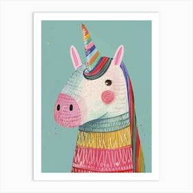 Pastel Storybook Style Unicorn In A Knitted Jumper 3 Art Print