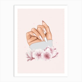 Woman'S Hand With Flowers Art Print