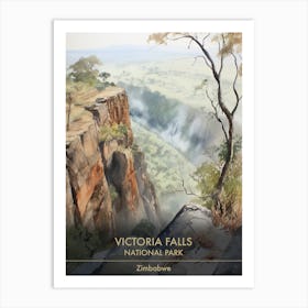 Victoria Falls National Park Zimbabwe Watercolour 2 Art Print