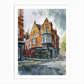 Havering London Borough   Street Watercolour 5 Art Print