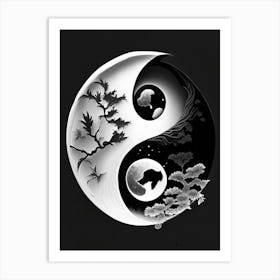 Black And White Yin and Yang 3, Illustration Art Print