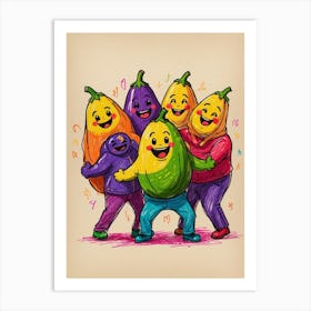 Happy Group Of Peppers Art Print