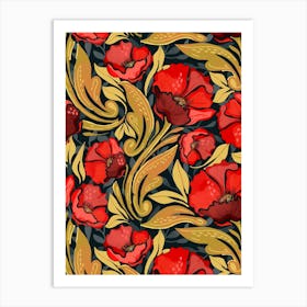 Red Poppy Pattern Art Print