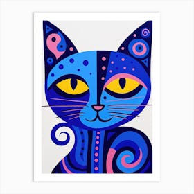 Blue Cat 8 Art Print