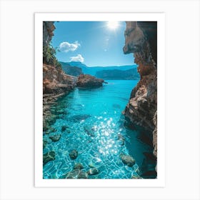 Azure Sea In A Cave Art Print