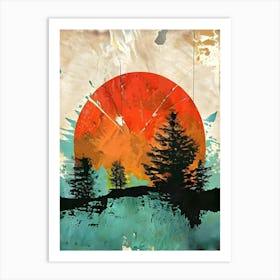 Sunset With Trees 2 Art Print