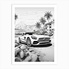 Mercedes Benz Amg Gt Tropical Drawing 3 Art Print