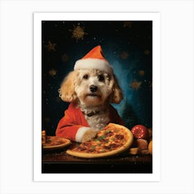 Santa Dog Art Print