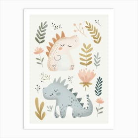 Cute Dinosaurs, Nursery Wall Art for Kids Art Print