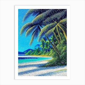 Rarotonga Cook Islands Pointillism Style Tropical Destination Art Print