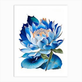 Blue Lotus Decoupage 1 Art Print