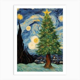 Christmas Tree Van Gogh Style Art Print