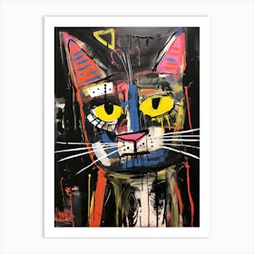 Paws of Neo-expressionism: Basquiat's style Black Cat Magic Art Print